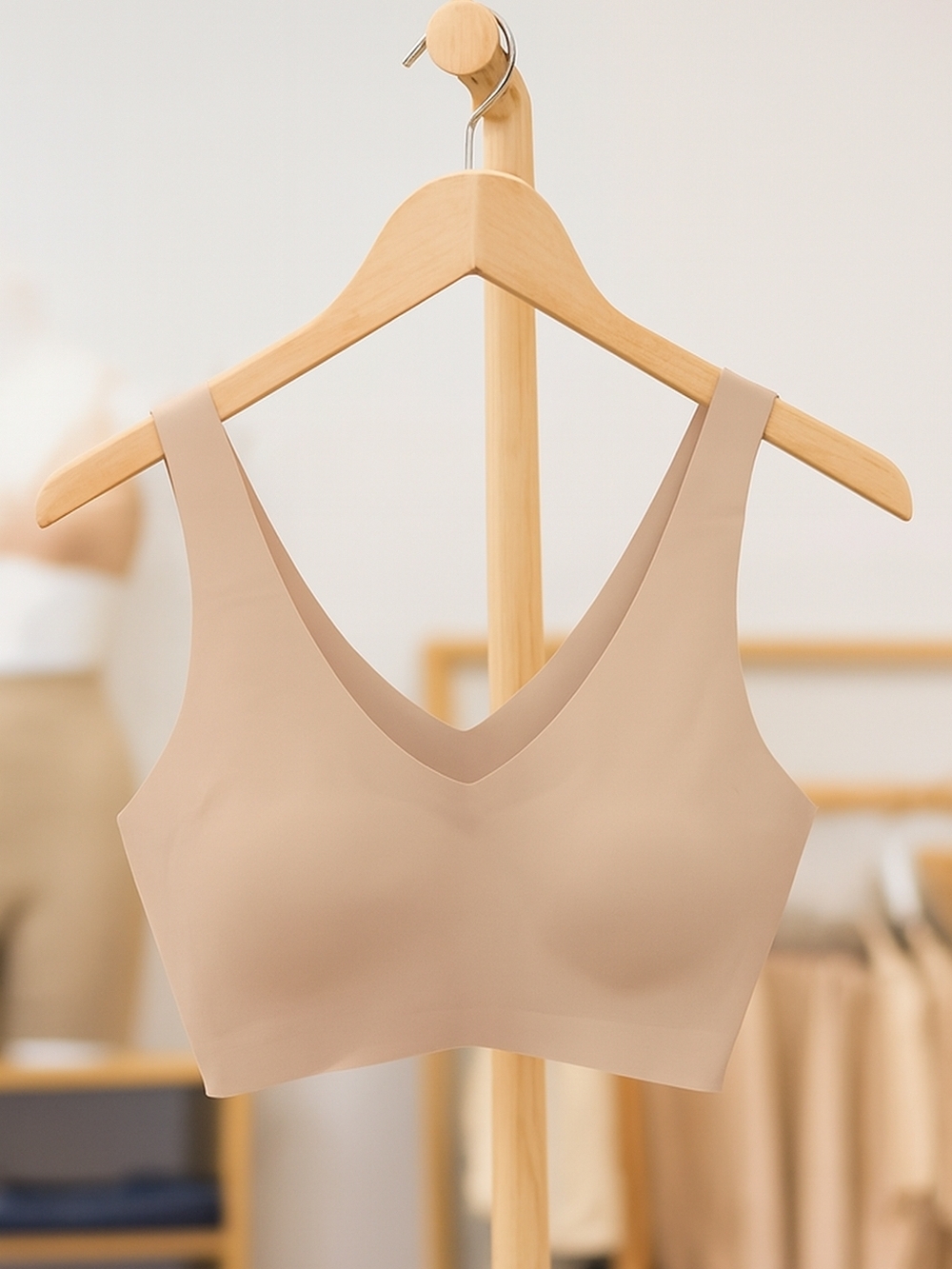 Secret Treasures Smooth V‑Neck Wireless Bra - Beige